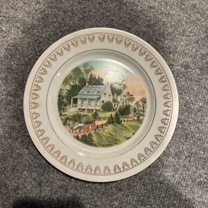 Currier & Ives Charming Summer Countryside Porcelain Plate with Scenic Design
